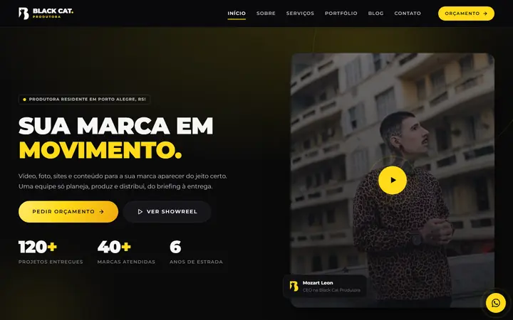 Miniatura do site Black Cat Produtora, projeto desenvolvido por Andrei Guedes