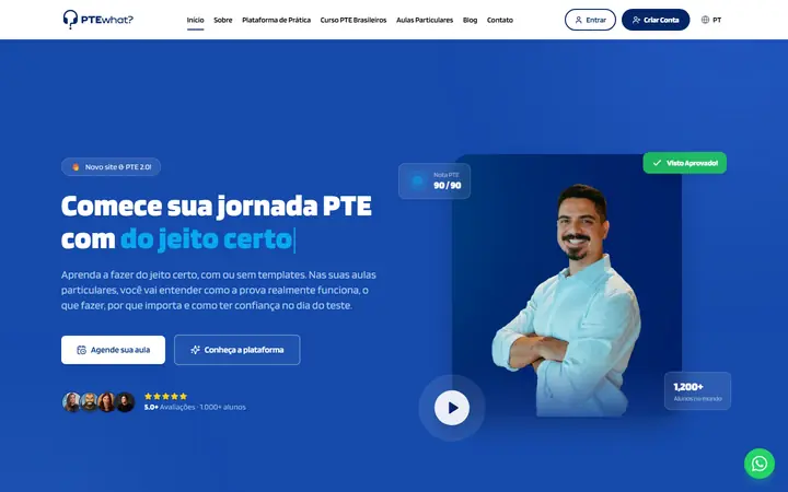 Miniatura do site PTEwhat, projeto desenvolvido por Andrei Guedes